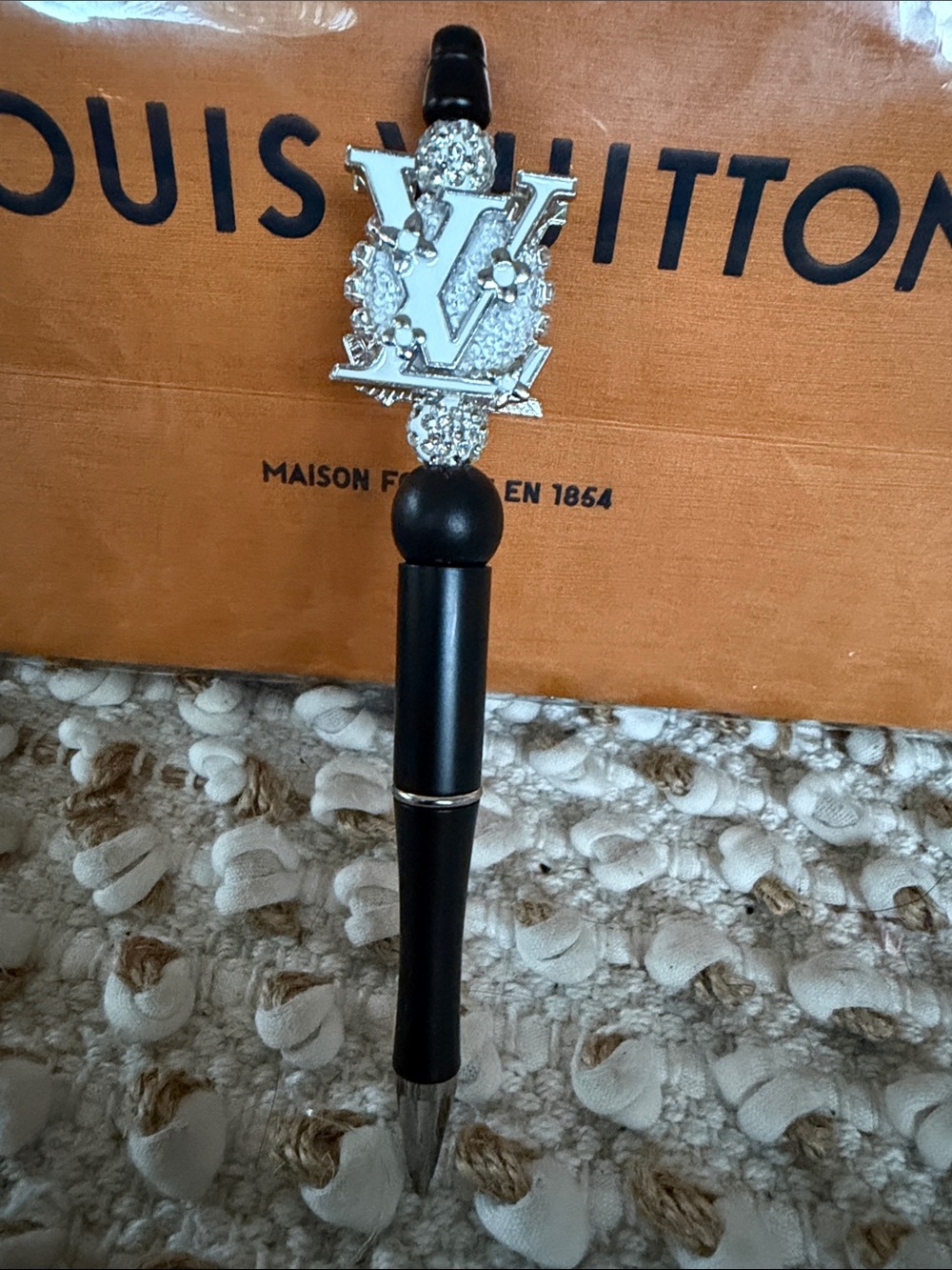 Black and Silver pen with Crystal Accent
